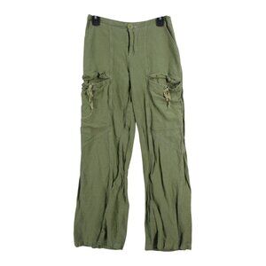 Neech By D.A.R. Green Cargo‎ Pants 50% Linen 50% Viscose Womens S